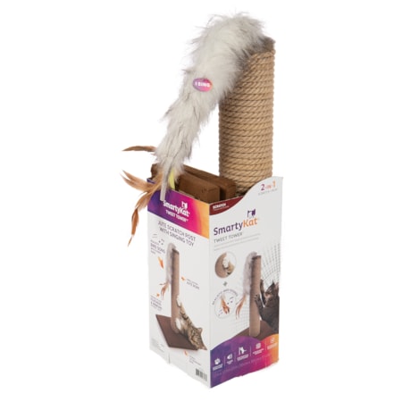 Smartykat Tweet Tower Jute Rope Cat Scratcher Post with Electronic Sound Toy 09396-99995-004